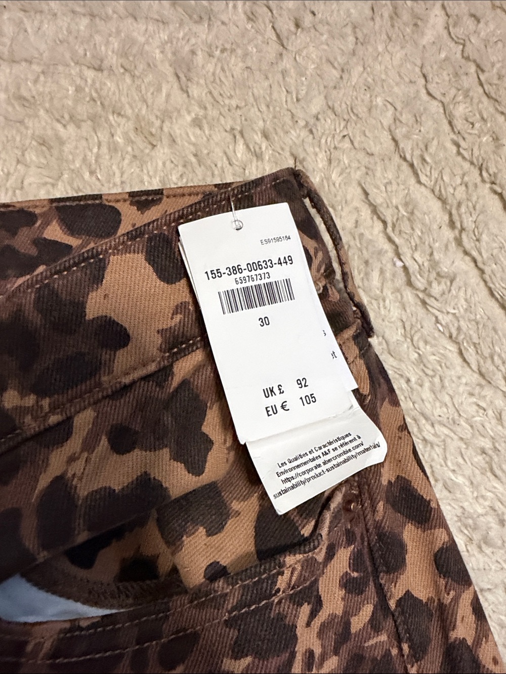 Women’s Abercrombie Leopard Print Brown Jeans - Picture 3 of 5